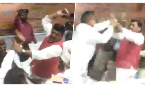 BJP, lawmakers thrash,shoes in fight, credit,official meeting