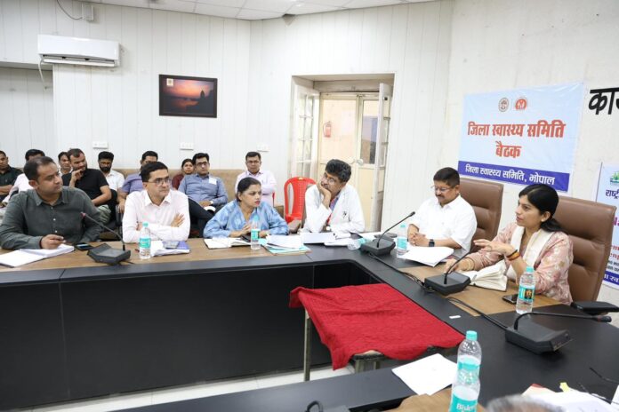 Bhopal district health committee reviewing PM Relief Scheme and health programmes during a meeting at the collectorate.