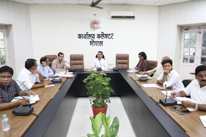 Bhopal Collector Priyank Mishra chairs a review meeting on drinking water and fire safety