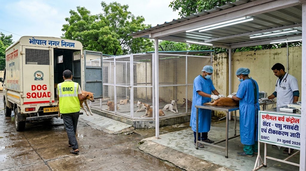 During normal months, civic teams sterilise and vaccinate up to 100 stray dogs each day.