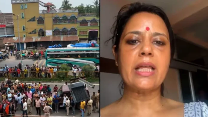 Mahua Moitra alleged that eggs and stones were thrown at a TMC meeting venue and accused police of failing to stop the crowd.