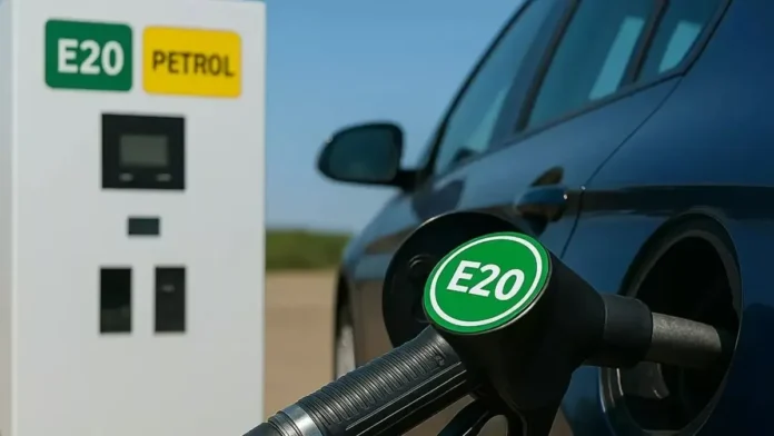 Government-mandated testing of E20 petrol samples underway at an oil marketing company facility as part of nationwide fuel quality checks.