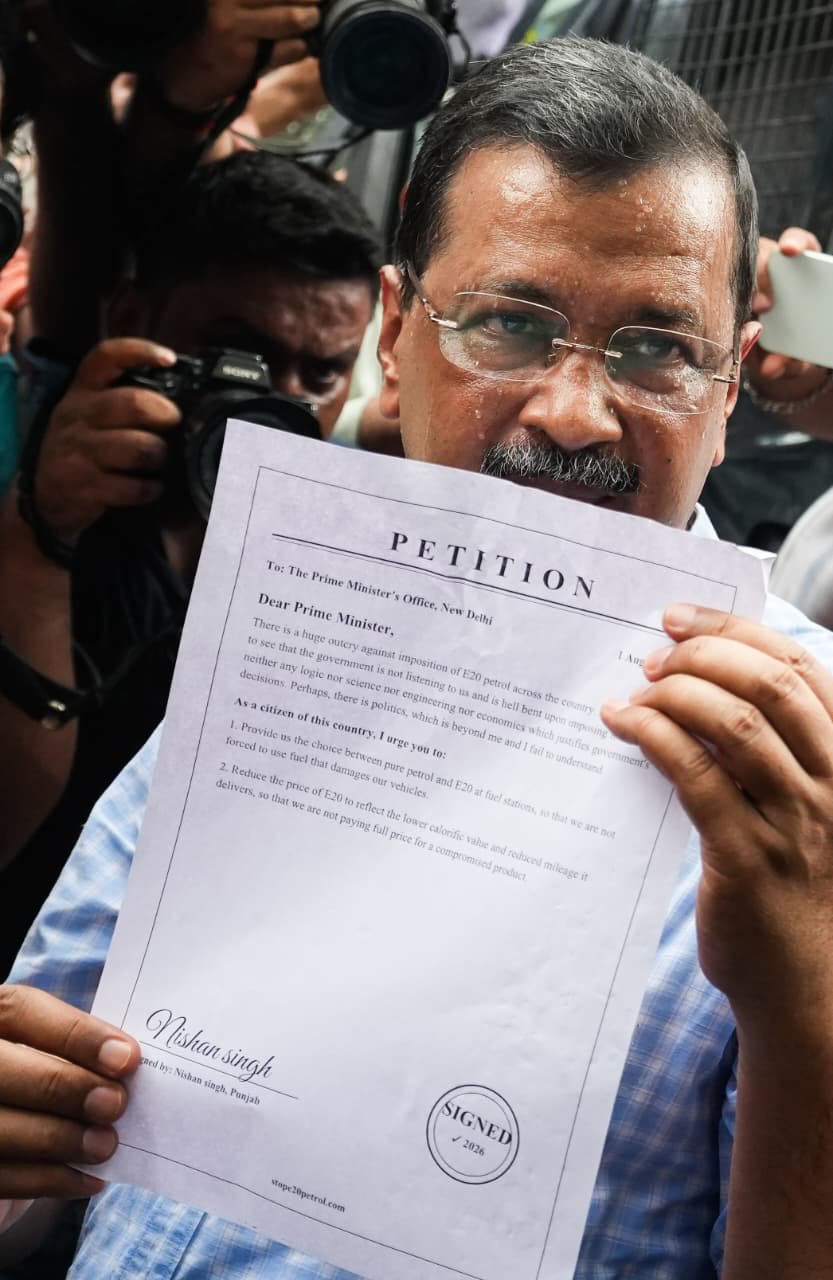 Kejriwal with petition in hand