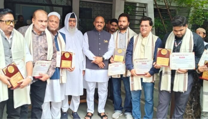 Journalists honoured at MP Waqf Board Independence Day event in Bhopal.