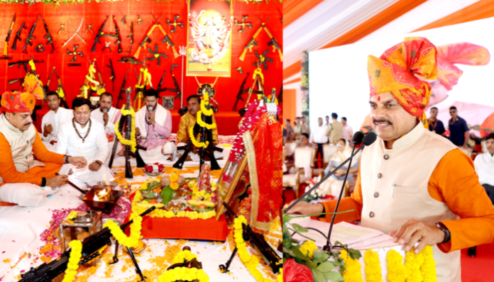 CM Performs Shastra Poojan in Indore